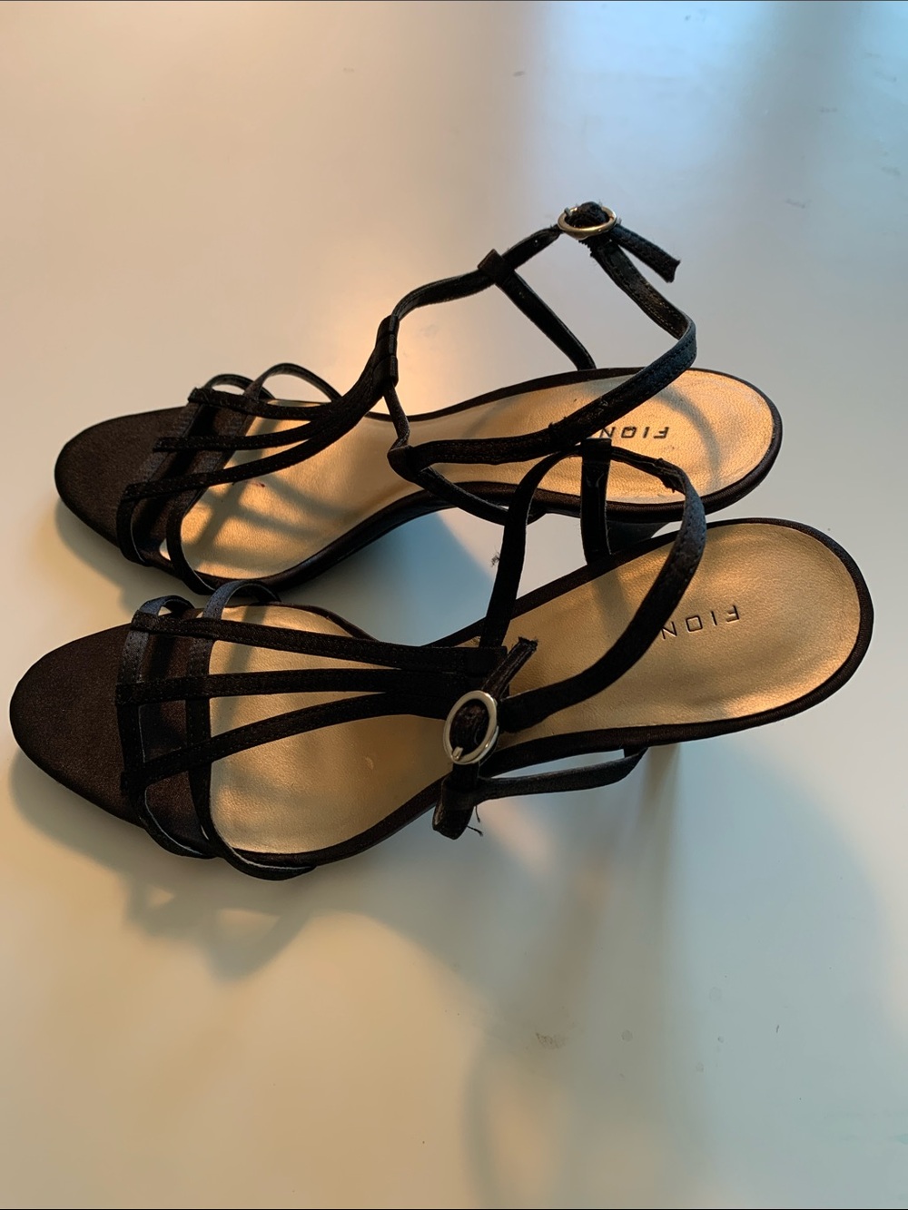 FIONI Clothing Black Strappy T-Bar Heeled Sandals - Picture 3 of 6